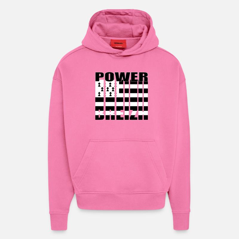 Breizh Power - Sweat à capuche bio épais oversize fabriqué en UE - AURA PINK