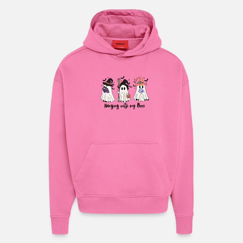 🧙 ♀️ Witchy Ghost Squad – Effrayant et mignon 👻 - Sweat à capuche bio épais oversize fabriqué en UE - AURA PINK