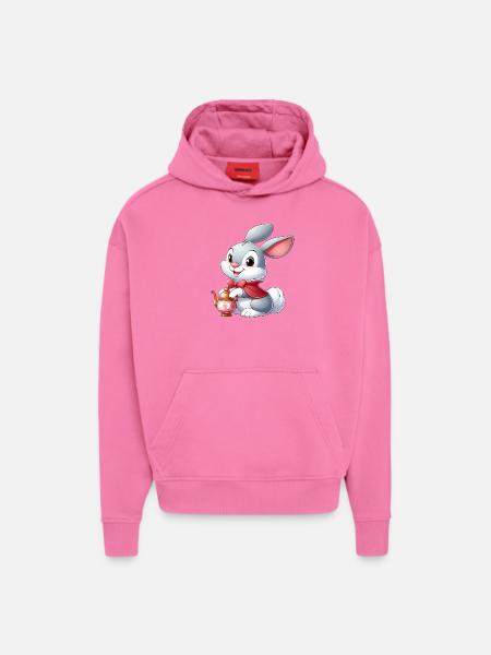 lapin 12 - Sweat à capuche bio épais oversize fabriqué en UE - AURA PINK