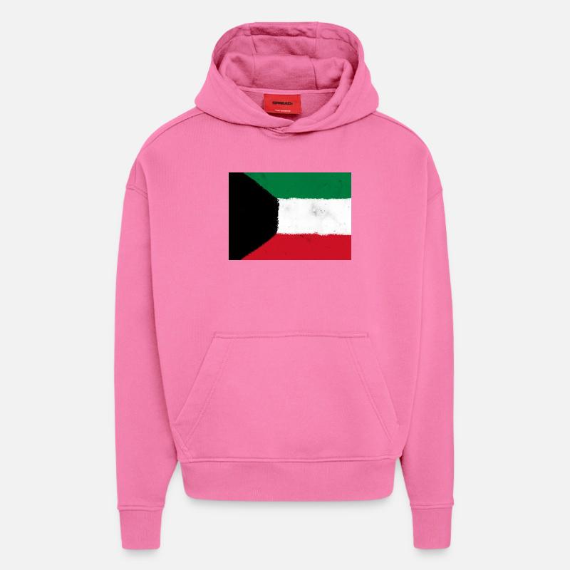 Drapeau du Koweït - Sweat à capuche bio épais oversize fabriqué en UE - AURA PINK