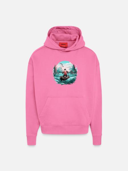 Fiskeri Lystfisker Fiskeri Fisk Karpe Udendørs fiskeri - Heavyweight oversized organic hoodie made in EU - AURA PINK