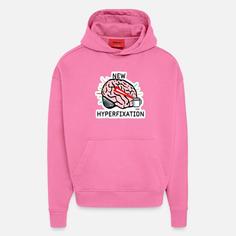 Hyperfix Brain Laser - Sweat à capuche bio épais oversize fabriqué en UE - AURA PINK