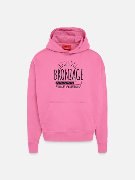 Tan Loading, Été, Vacances, Français - Sweat à capuche bio épais oversize fabriqué en UE - AURA PINK