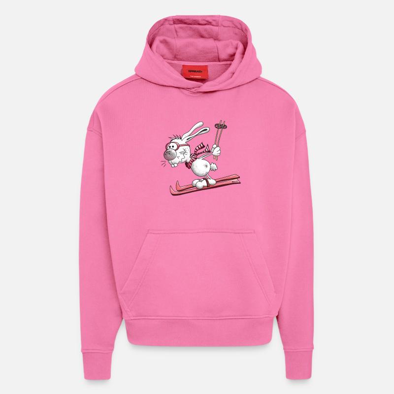 Ski Lapin - Sweat à capuche bio épais oversize fabriqué en UE - AURA PINK
