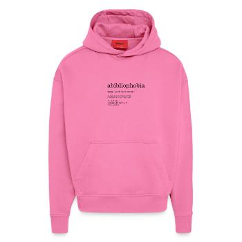 abibliophobia definition - Hoodie- made by SPREAD  - AURA PINK - Vorne - Dylan (187cm)