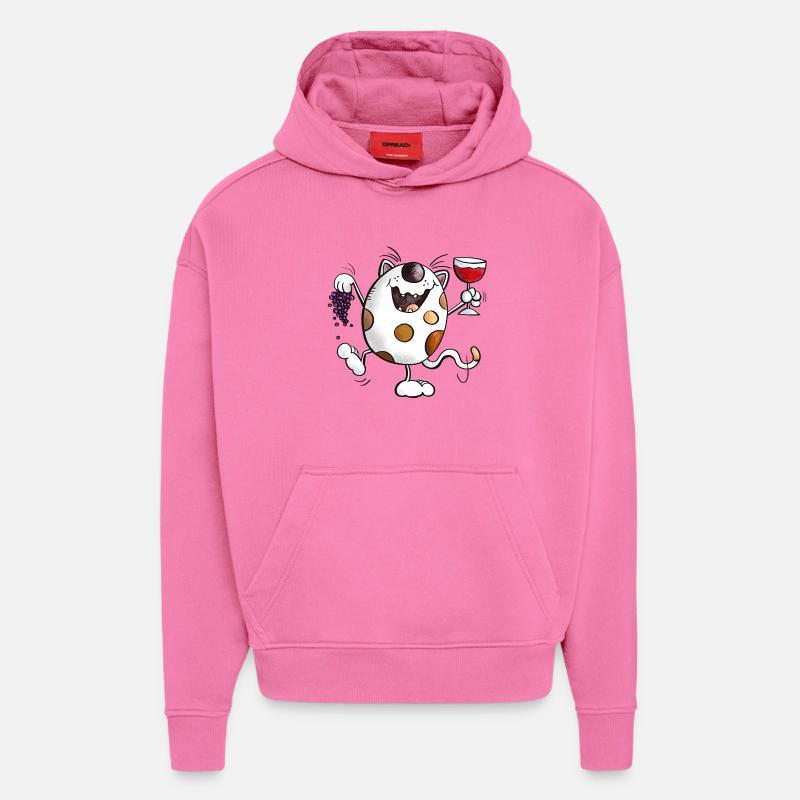 Mignon chat comique - Sweat à capuche bio épais oversize fabriqué en UE - AURA PINK