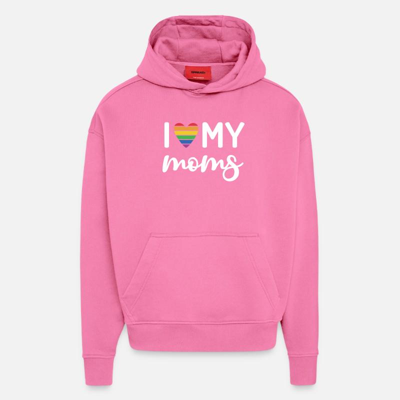 J’aime mes mamans - Sweat à capuche bio épais oversize fabriqué en UE - AURA PINK