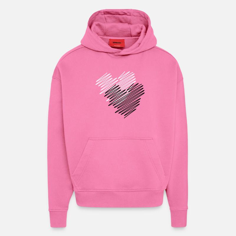 Two Hearts Scribble - Hoodie- made by SPREAD  - AURA PINK