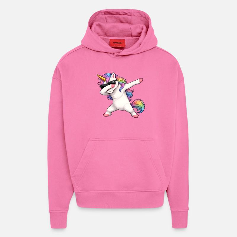 Dabbing Licorne - Sweat à capuche bio épais oversize fabriqué en UE - AURA PINK