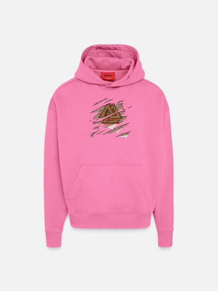 Viking caractère d'Odin - Sweat à capuche bio épais oversize fabriqué en UE - AURA PINK