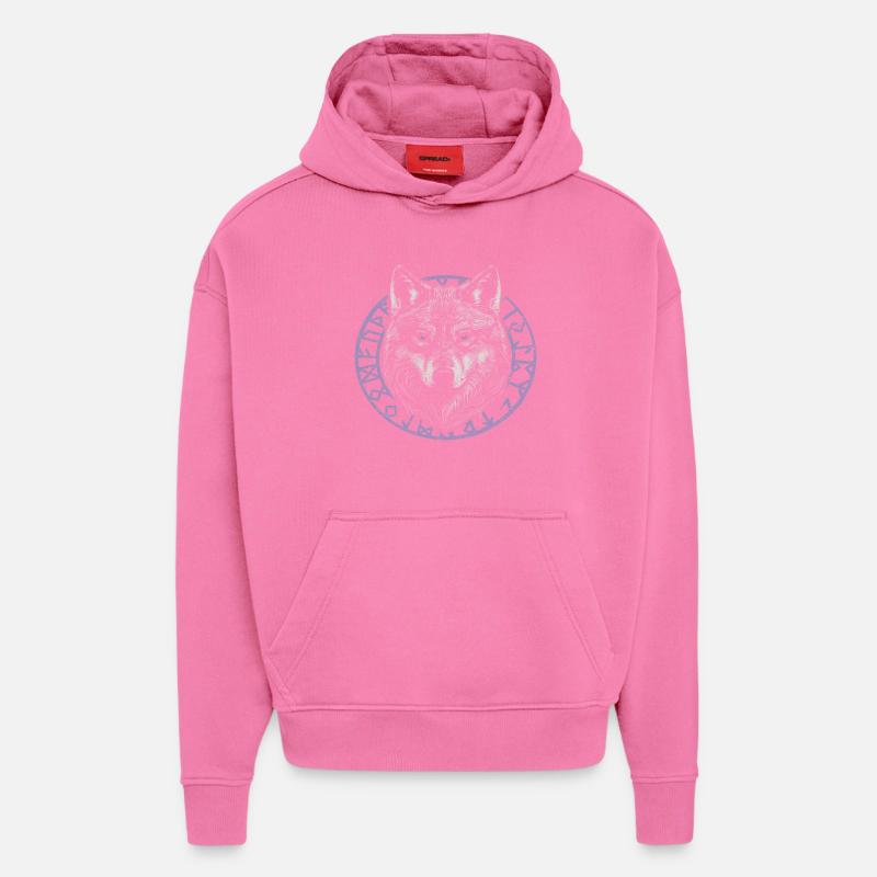Wikinger Wolf mit Runen - Hoodie- made by SPREAD  - AURA PINK