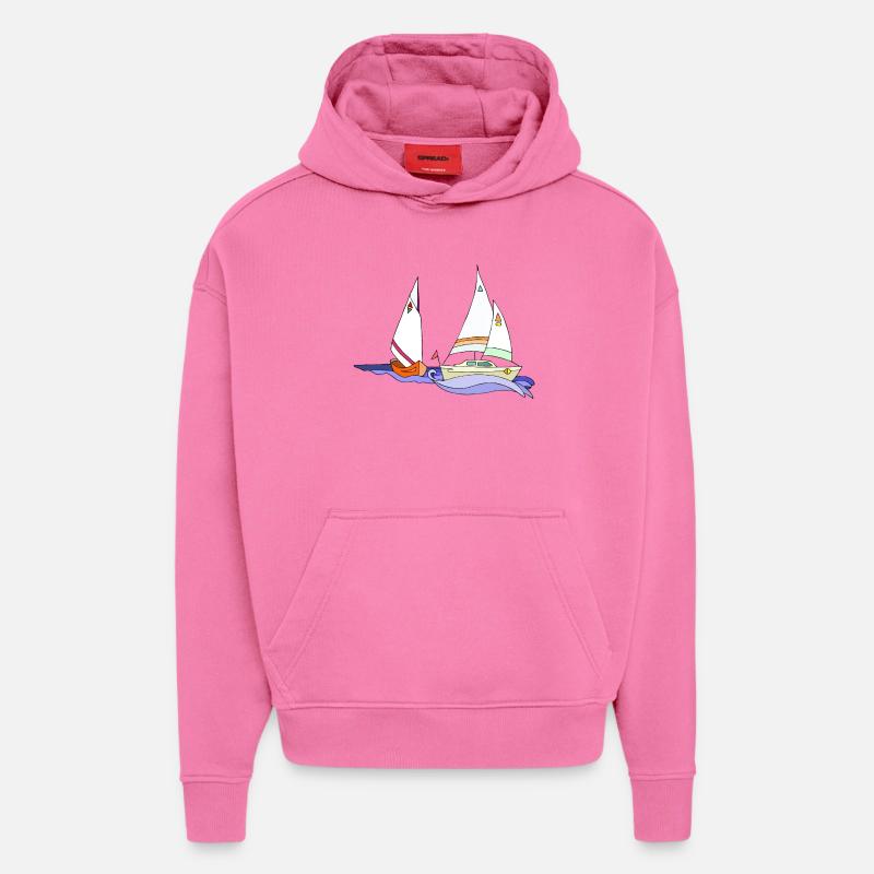 Voiliers - Sweat à capuche bio épais oversize fabriqué en UE - AURA PINK
