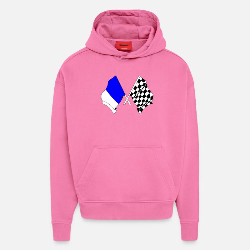Drapeaux de course de Spa - Sweat à capuche bio épais oversize fabriqué en UE - AURA PINK