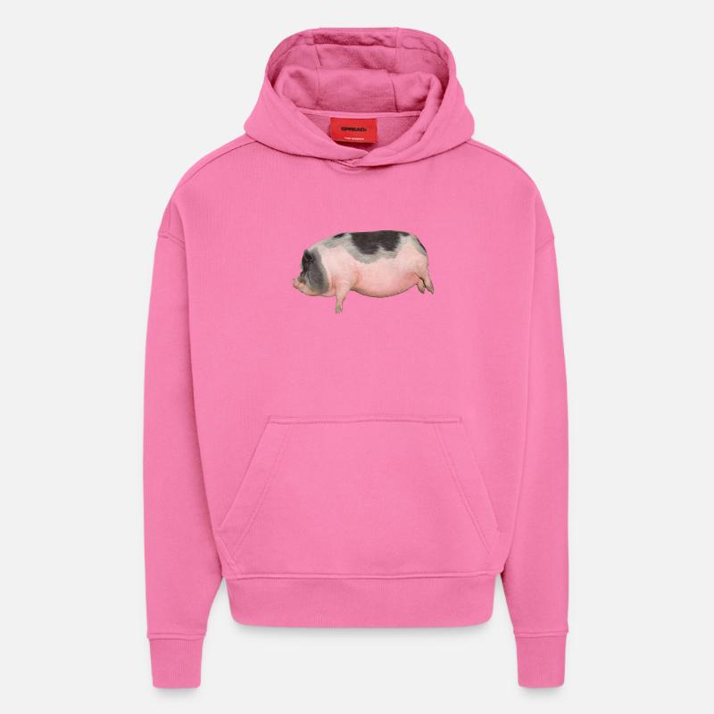 cochon - Sweat à capuche bio épais oversize fabriqué en UE - AURA PINK
