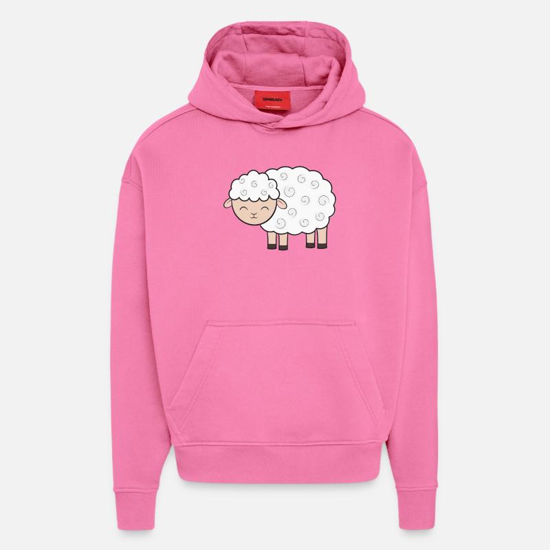 Moutons Moutons - Sweat à capuche bio épais oversize fabriqué en UE - AURA PINK
