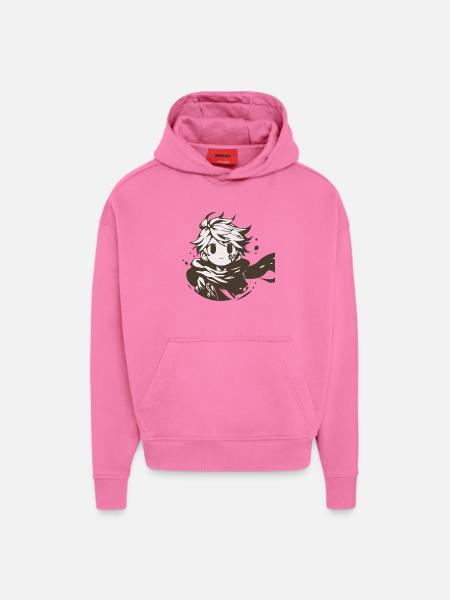 MangaCharacter with Brown Scarf - Hoodie- made by SPREAD  - AURA PINK