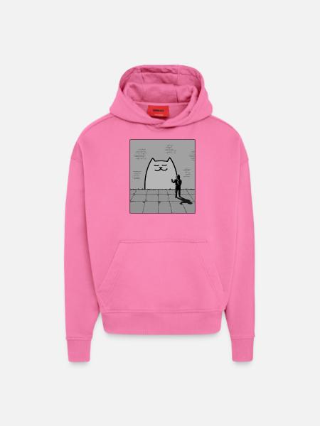 Chat endormi - Sweat à capuche bio épais oversize fabriqué en UE - AURA PINK