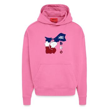 Rostock Umriss HRO - Hoodie- made by SPREAD  - AURA PINK - Vorne - Dylan (187cm)