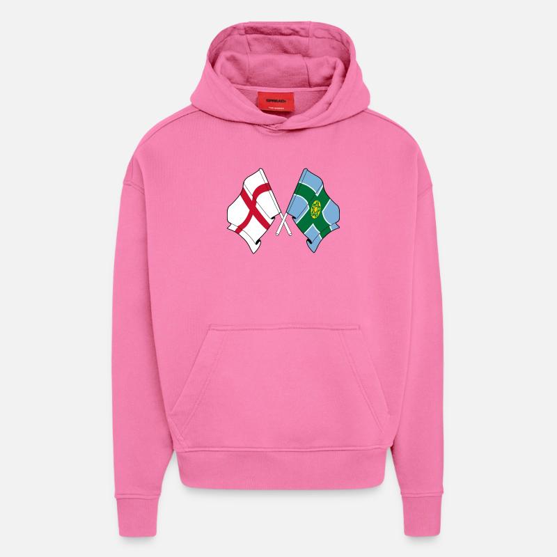 Drapeaux Derbyshire x Angleterre - Sweat à capuche bio épais oversize fabriqué en UE - AURA PINK