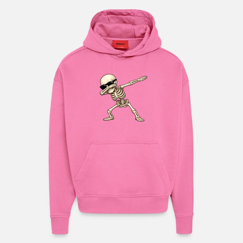 Squelette de dabbing - Sweat à capuche bio épais oversize fabriqué en UE - AURA PINK