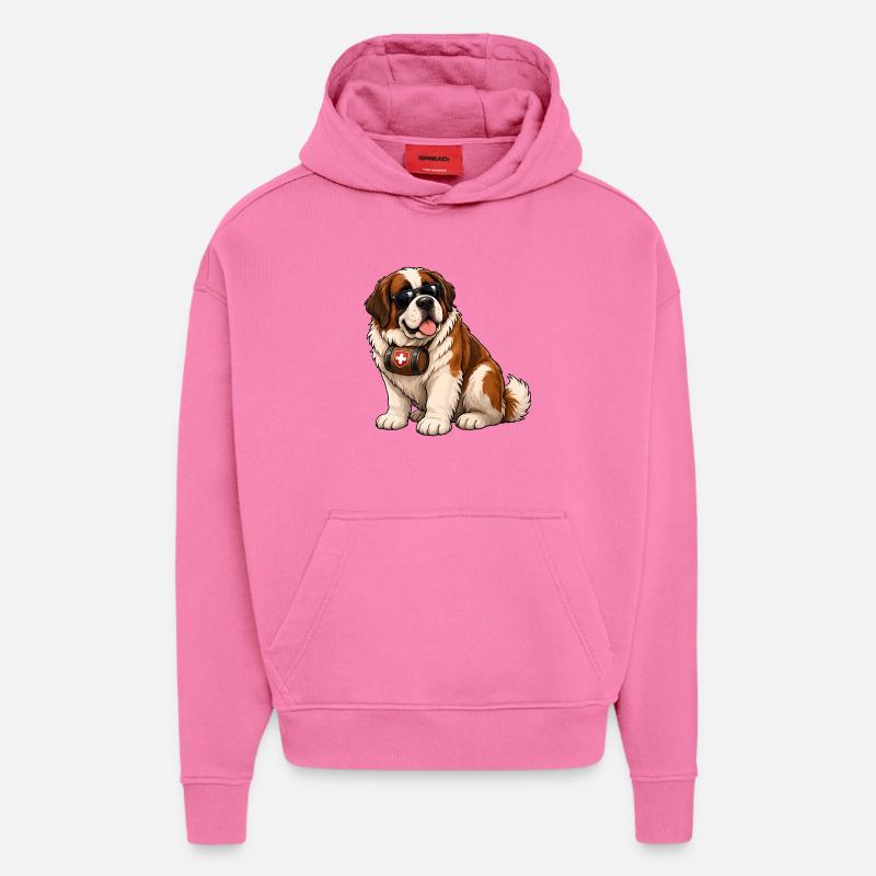 Saint-bernard - Sweat à capuche bio épais oversize fabriqué en UE - AURA PINK