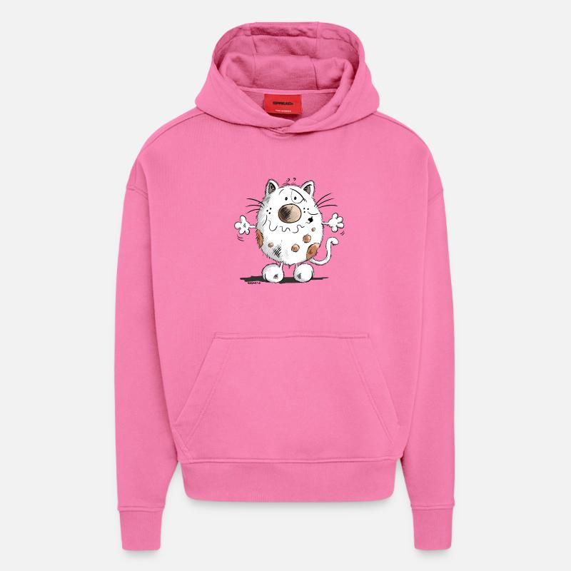 Mignon chat comique - Sweat à capuche bio épais oversize fabriqué en UE - AURA PINK