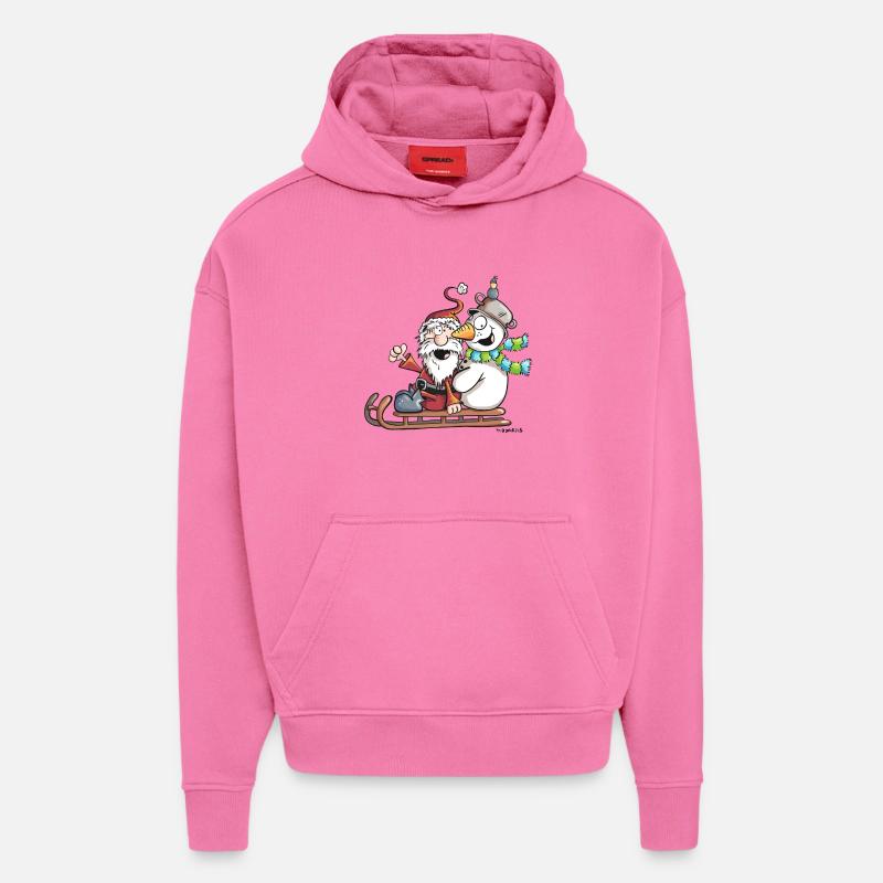 Christmas Schlittenfahrt - Weihnachtsmann - Comic - Hoodie- made by SPREAD  - AURA PINK