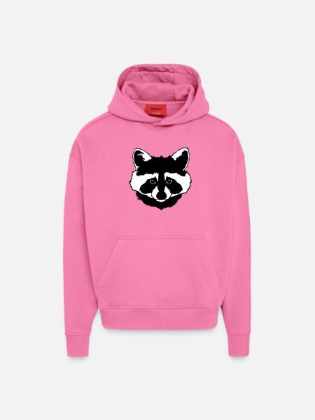 Waschbär Kopf schwarz weiss - Hoodie- made by SPREAD - AURA PINK