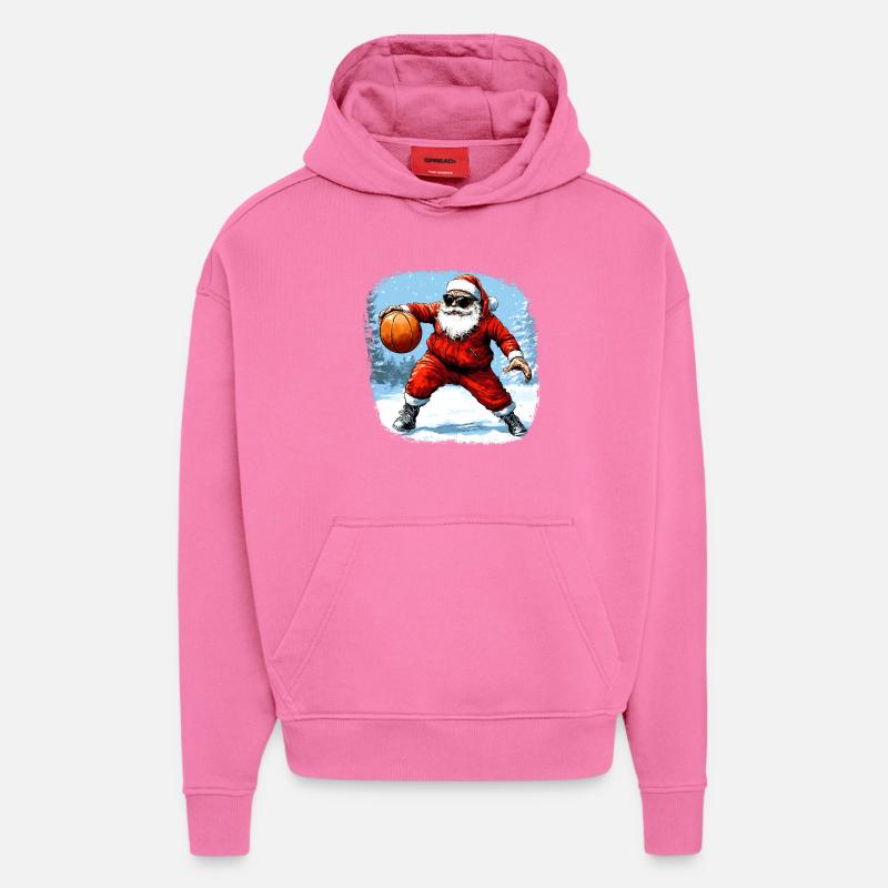 Basketteur Noël - Sweat à capuche bio épais oversize fabriqué en UE - AURA PINK