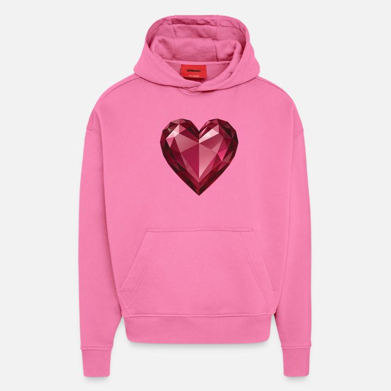 RUBY HEART - peace & love - Sweat à capuche bio épais oversize fabriqué en UE - AURA PINK