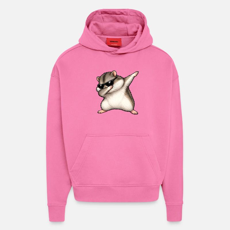 Hamster nain dschongrois en dabing - Sweat à capuche bio épais oversize fabriqué en UE - AURA PINK