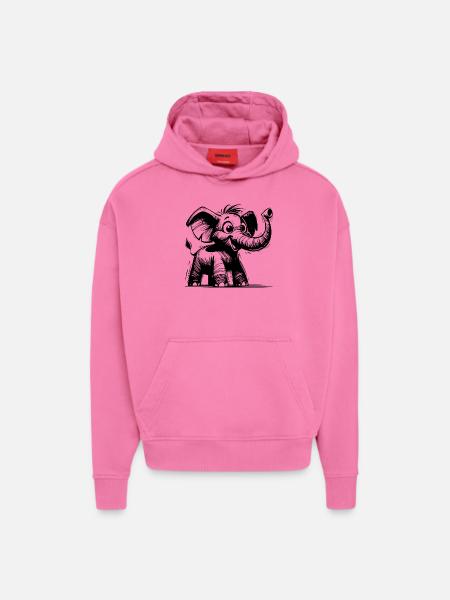 Elefant baby med enorm snabel - Heavyweight Oversized Organic Hoodie Made in EU - AURA PINK