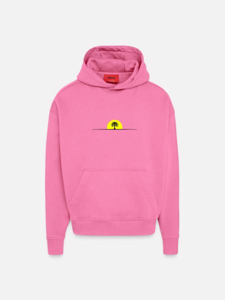 Palm Tree Sun Line - Hoodie- made by SPREAD  - AURA PINK
