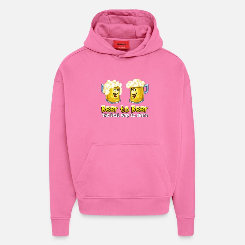 Beer to beer - Sweat à capuche bio épais oversize fabriqué en UE - AURA PINK