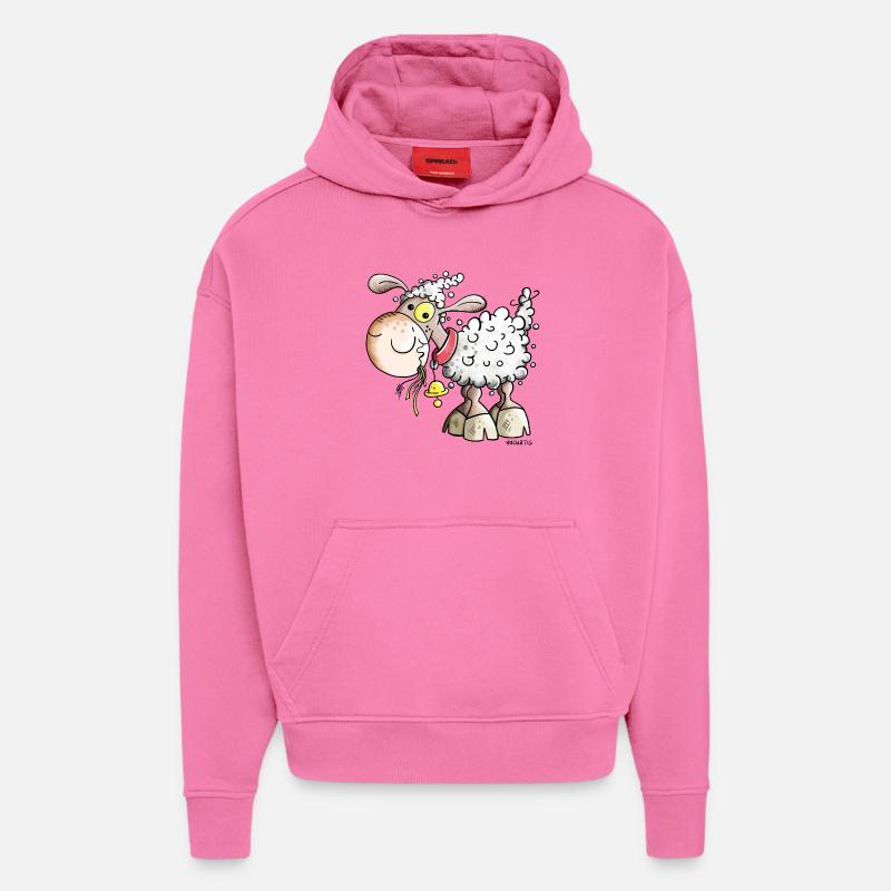 Petit Mouton - Sweat à capuche bio épais oversize fabriqué en UE - AURA PINK