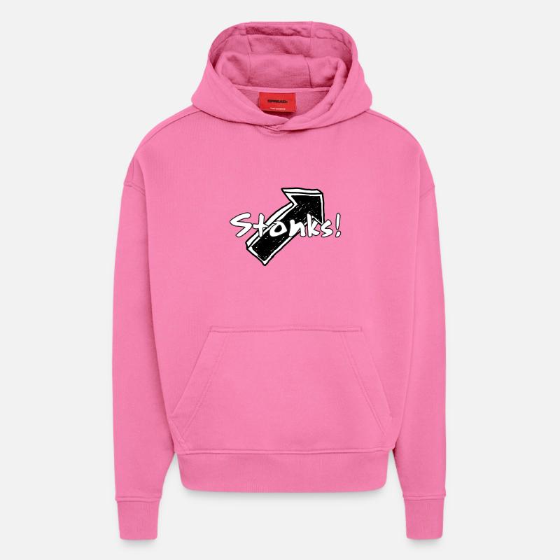 Stonks ! Graphismes de mots graffitis - Sweat à capuche bio épais oversize fabriqué en UE - AURA PINK