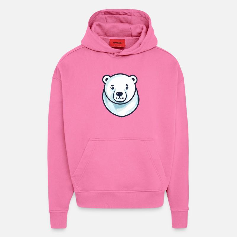 Eisbär-Kopf (Comic) - Hoodie- made by SPREAD  - AURA PINK