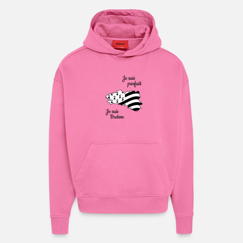 Je suis parfait, je suis breton - Sweat à capuche bio épais oversize fabriqué en UE - AURA PINK