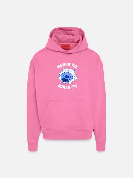 Laver l’humain - Sweat à capuche bio épais oversize fabriqué en UE - AURA PINK