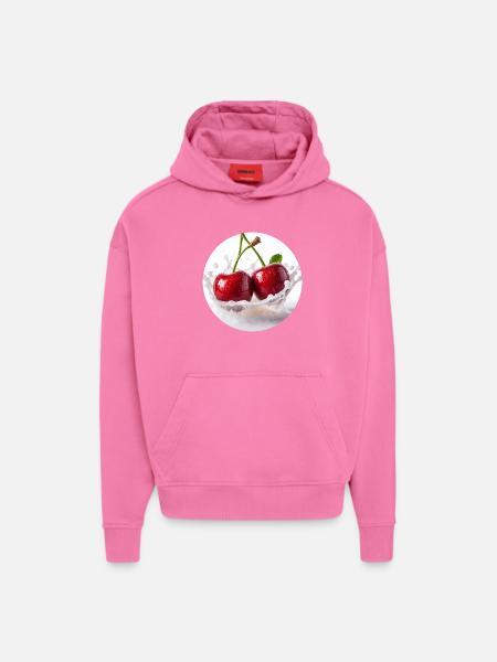 Cherries in splash water design - Hoodie- made by SPREAD  - AURA PINK