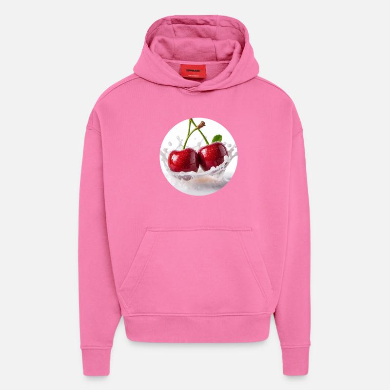 Kirschen im Spritzwasser Design - Hoodie- made by SPREAD - AURA PINK