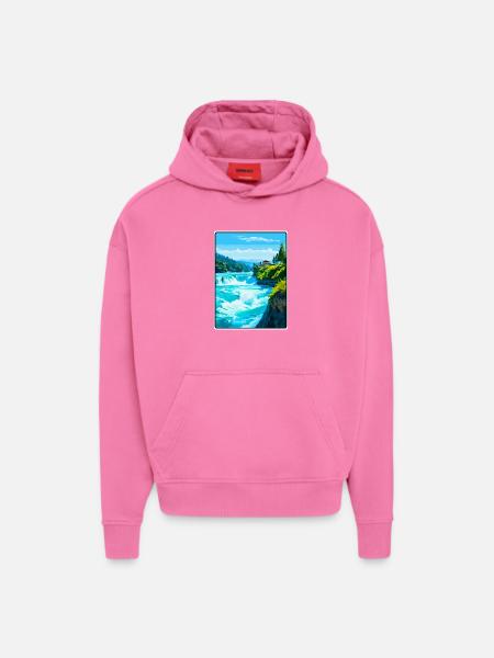Rheinfälle, Schweiz Reiseplakat Stadtbild - Hoodie- made by SPREAD - AURA PINK