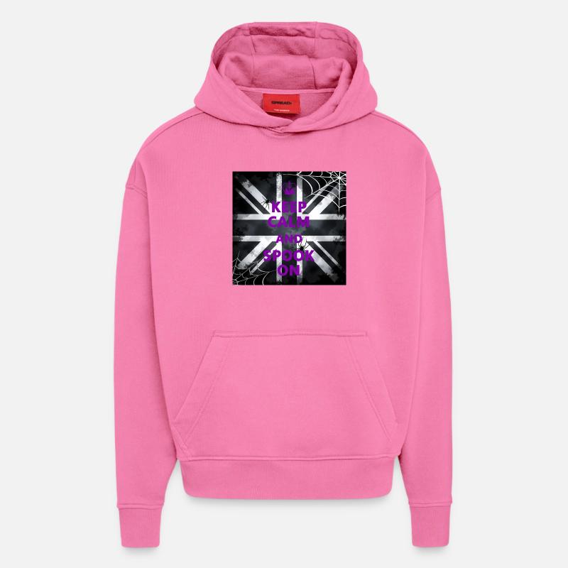 Keep Calm Spook Violet - Sweat à capuche bio épais oversize fabriqué en UE - AURA PINK