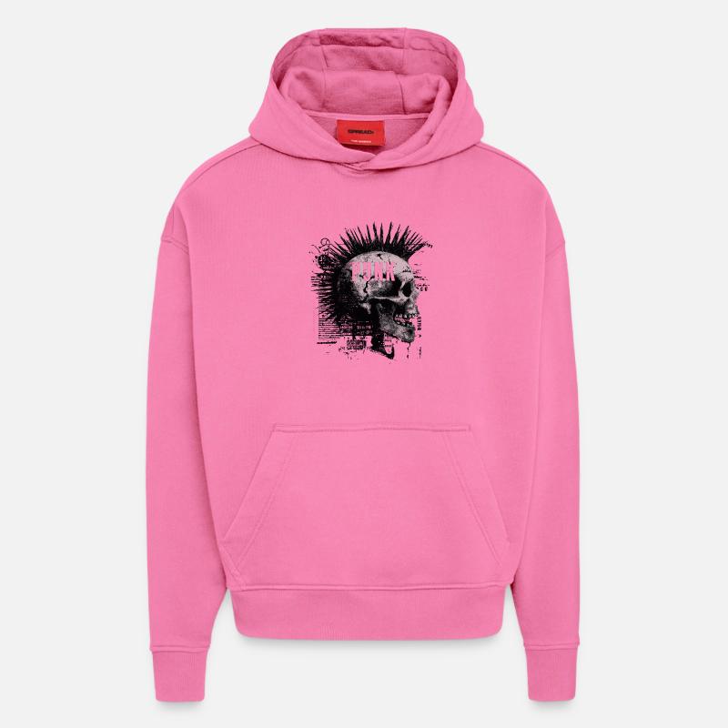 Punkrock Mohawk Schädel - Hoodie- made by SPREAD  - AURA PINK