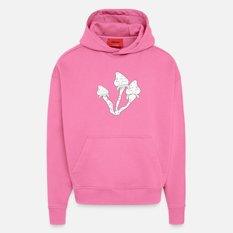 Champignons Champignons comestibles - Sweat à capuche bio épais oversize fabriqué en UE - AURA PINK