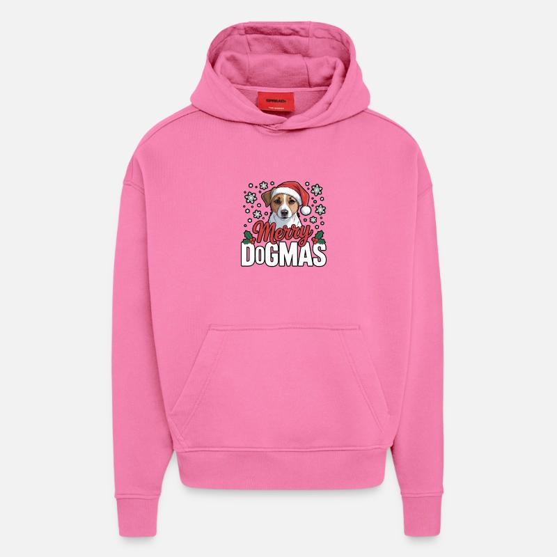 Joyeux Dogmes Chien Noël - Sweat à capuche bio épais oversize fabriqué en UE - AURA PINK