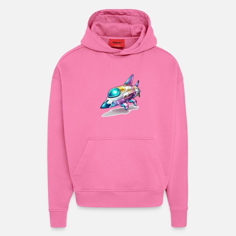 Comet Flight Spacefighter Neon - Sweat à capuche bio épais oversize fabriqué en UE - AURA PINK