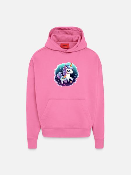 Kosmisches Einhorn mit Schal - Hoodie- made by SPREAD - AURA PINK