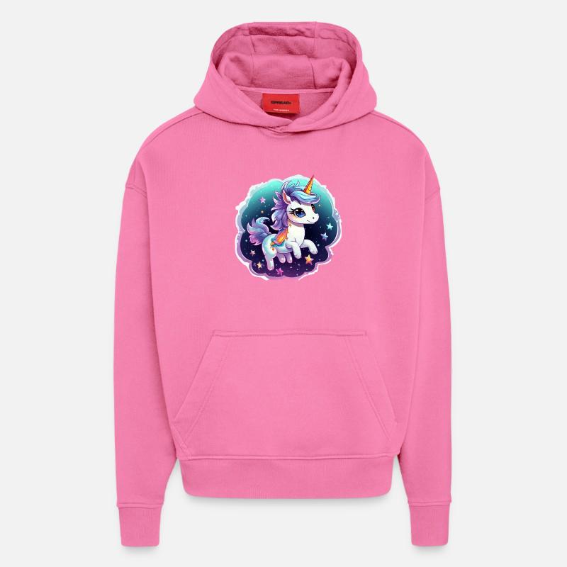 Kosmisches Einhorn mit Schal - Hoodie- made by SPREAD  - AURA PINK