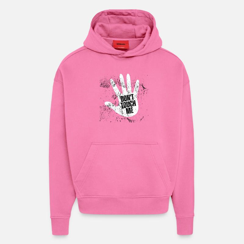 Touche-moiNe serre pas la main - Sweat à capuche bio épais oversize fabriqué en UE - AURA PINK